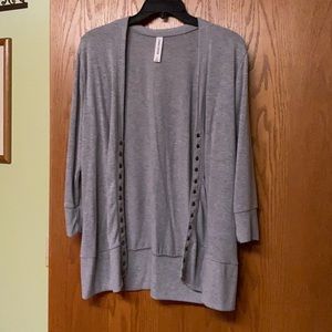 Three Quarter sleeve snap button cardigan - gray